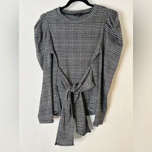 Haute Monde Black and White Plaid Blouse Size Medium